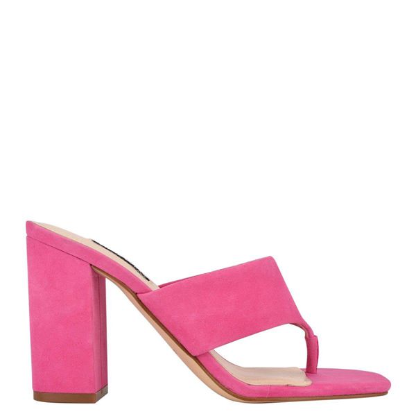 Nine West Gogo Block Heel Pink Slides | South Africa 82A83-1X83